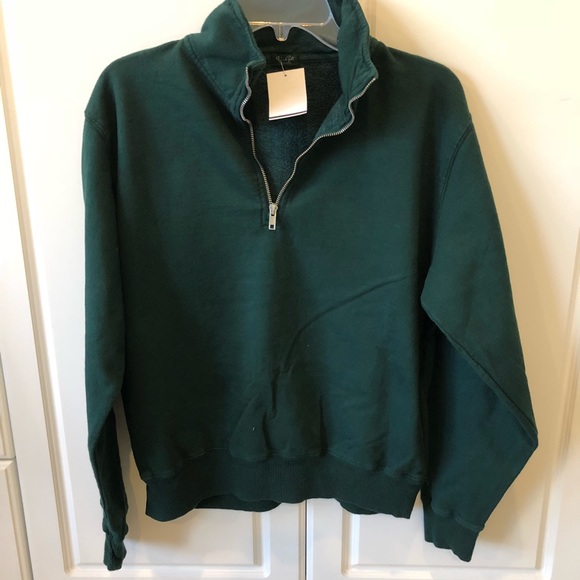 brandy melville green quarter zip